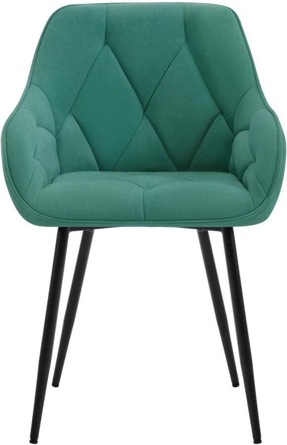 Happiq 2 Stuks Eetkamerstoelen Gestoffeerde Keukenstoelen met Rugleuning en Armleuningen Metalen Poten Voor Woonkamer Kantoor of Kaptafel