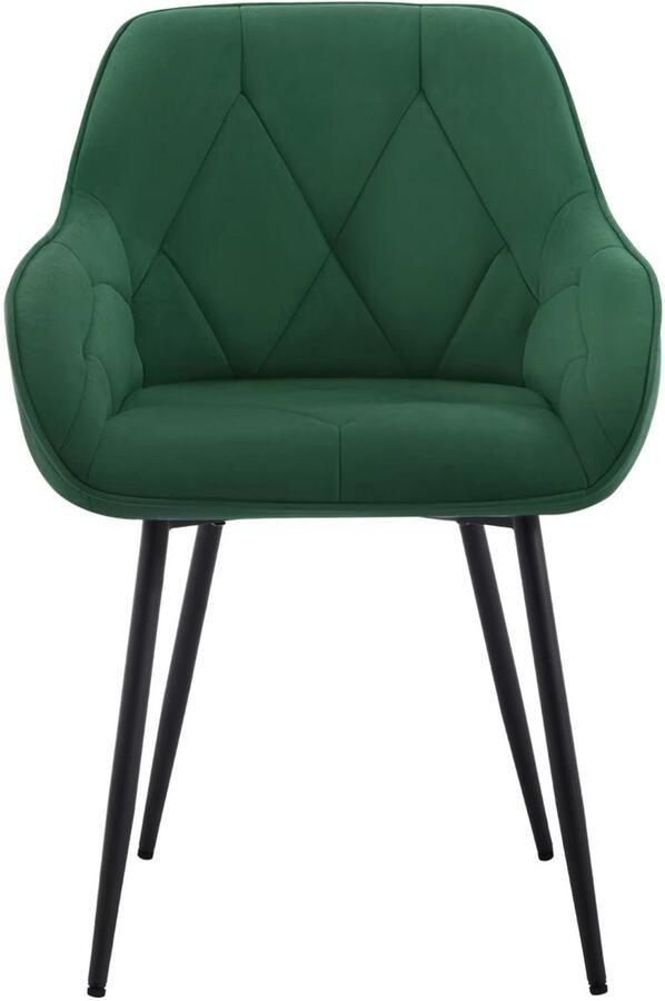 Happiq 2 Stuks Eetkamerstoelen Gestoffeerde Keukenstoelen met Rugleuning en Armleuningen Metalen Poten Voor Woonkamer Kantoor of Kaptafel