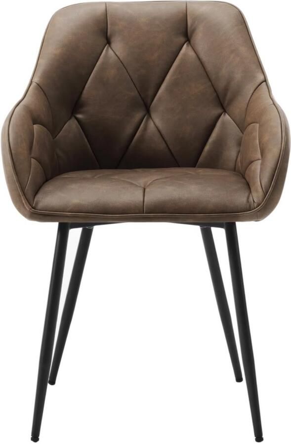 Happiq 2 Stuks Eetkamerstoelen Gestoffeerde Keukenstoelen met Rugleuning en Armleuningen Metalen Poten Voor Woonkamer Kantoor of Kaptafel