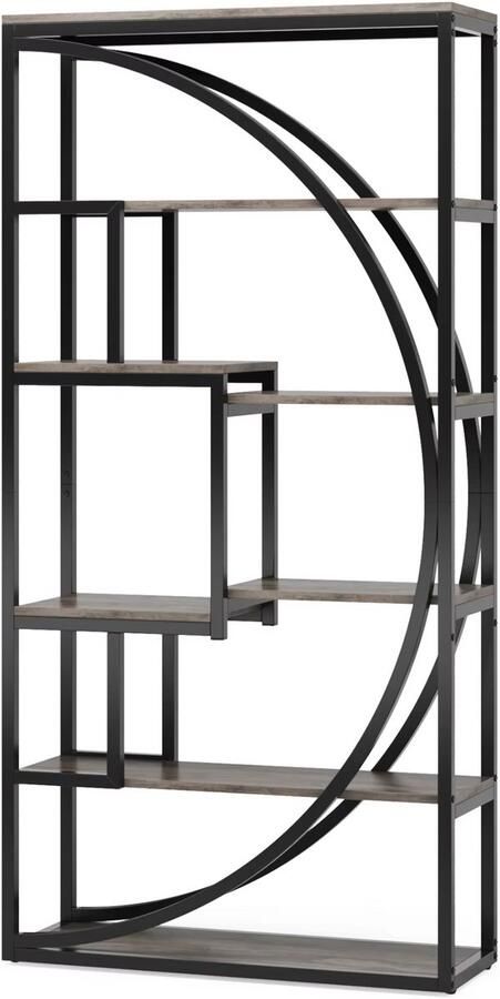 Happiq 5-laags Boekenkast Boekenplank Wandplank Boekenrek Vintage grijs Zwart