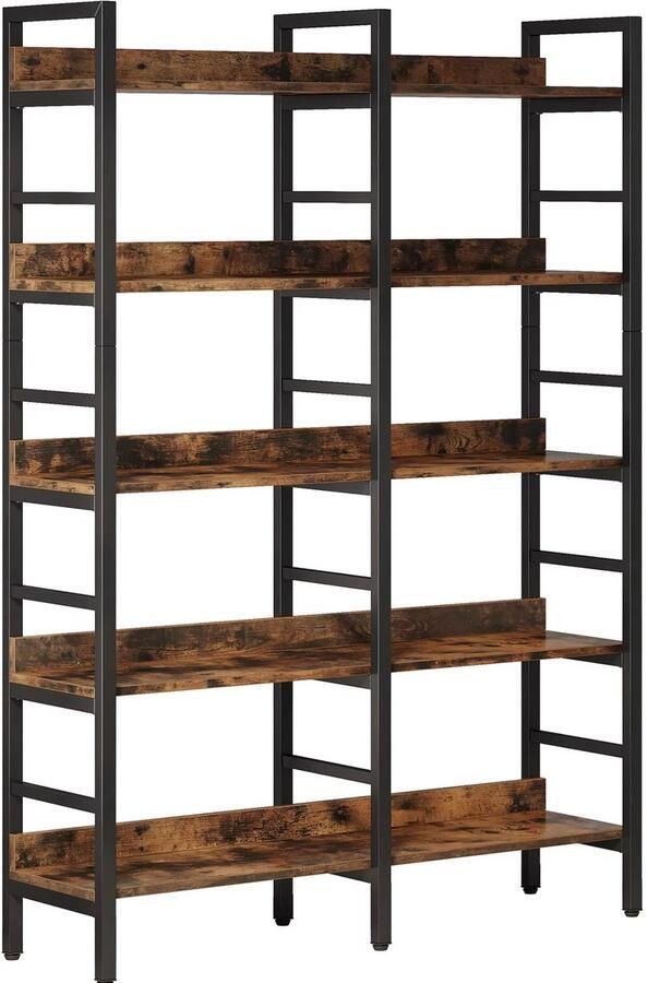 Happiq 5-laags Boekenkast Boekenplank Wandplank Boekenrek Voor opslag woonkamer kantoor Bruin