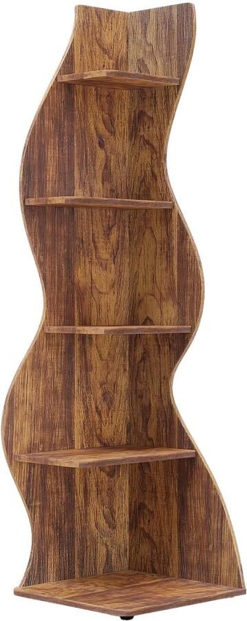 Happiq 5-laags Hoek Boekenkast Boekenplank Wandplank Boekenrek Donker kaki