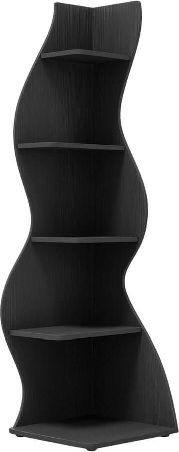 Happiq 5-laags Hoekplank Wandplank hoek Boekenkast Boekenrek Voor kleine ruimtes Zwart