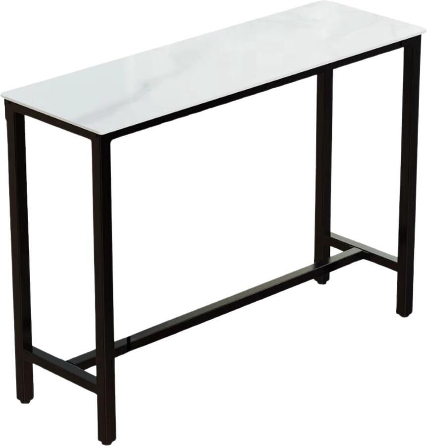 Happiq Bartafel Milano 120cm Voor binnen Keuken en woonkamer Marmer look 4 to 6 personen Wit grijs