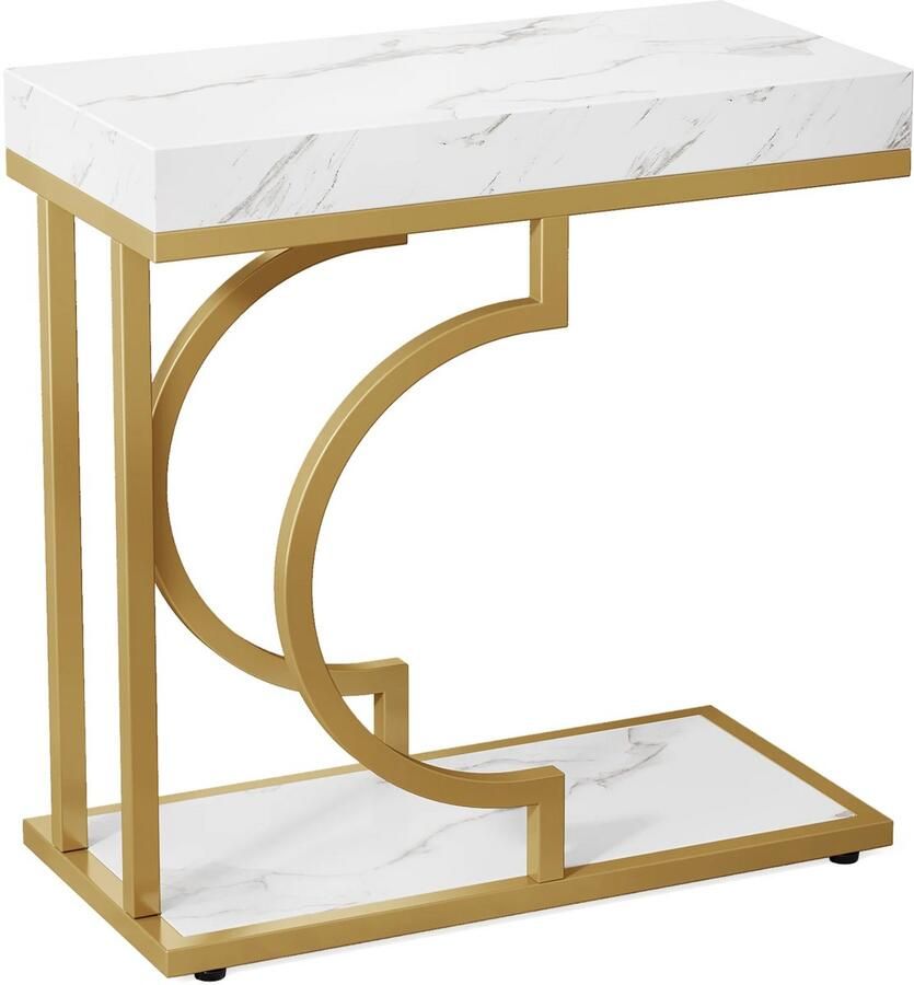 Happiq Bijzettafel Dublin Voor woonkamer of slaapkamer Nachtkast Wit goud