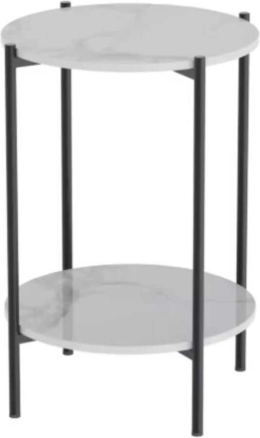 Happiq Bijzettafel Mira Massieve Zwart Salontafel Woonkamer Emerald look Side table 40cm