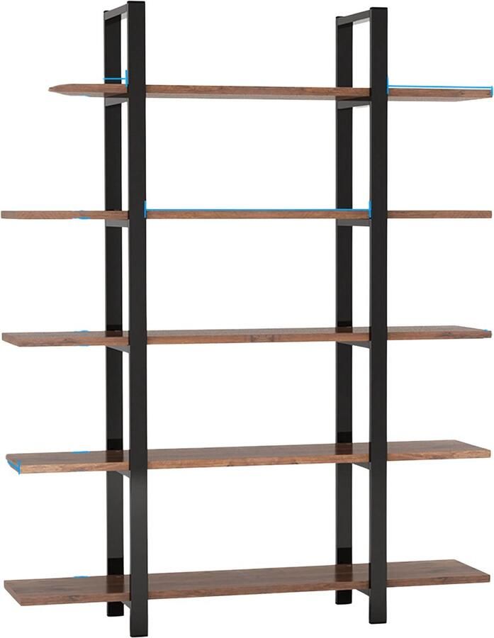 Happiq Boekenkast Boekenplank Wandplank Boekenrek Voor opbergen woonkamer kantoor Industrieel met open planken Rustiek Bruin 03