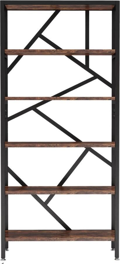 Happiq Boekenkast Boekenplank Wandplank Boekenrek Voor opbergen woonkamer kantoor Industrieel met open planken Rustiek Bruin 02