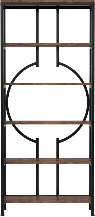 Happiq Boekenkast Boekenplank Wandplank Boekenrek Voor opbergen woonkamer kantoor Industrieel met open planken Rustiek Bruin 01