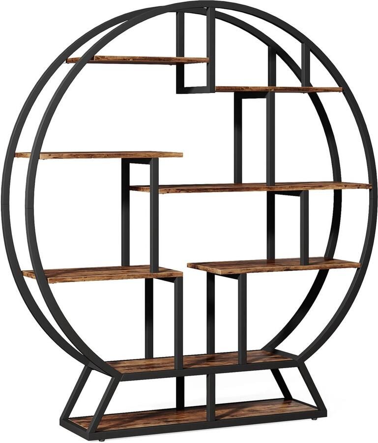 Happiq Boekenkast industrieel Open boekenplank Voor woonkamer slaapkamer of kantoor Opbergkast 180cm Vakkenkast Bruin