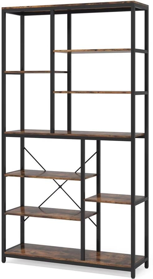 Happiq Boekenkast industrieel Voor woonkamer slaapkamer of kantoor Opbergkast 200cm Vakkenkast Bruin