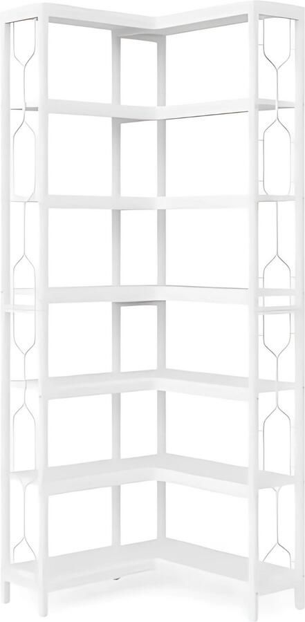 Happiq Boekenkast met 7 Lagen Hoekkast Wit Hoekrek Voor Woonkamer Slaapkamer of Kantoor