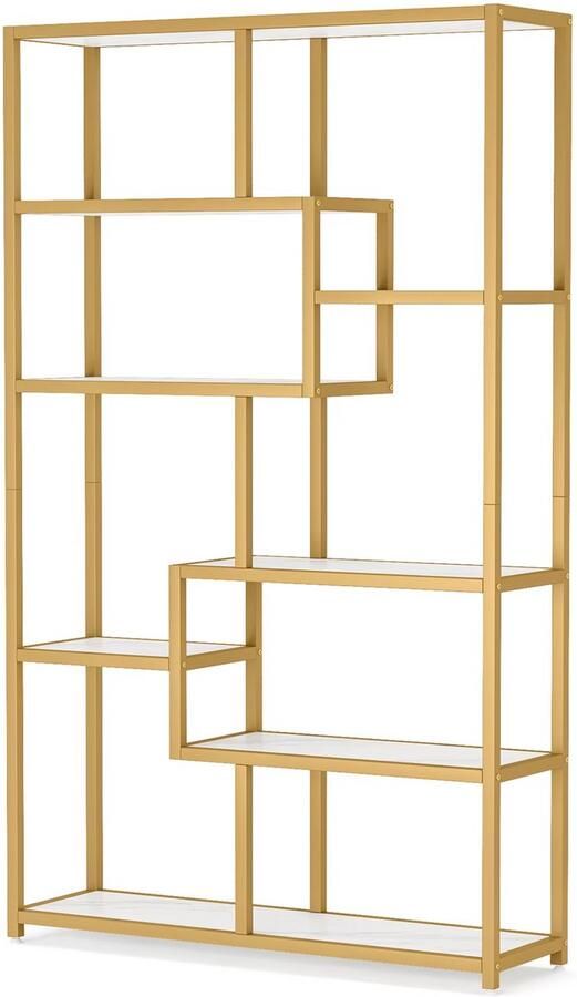 Happiq Boekenkast Nalito Goud Met 5 Lagen Marmerlook Voor Woonkamer Slaapkamer of Kantoor