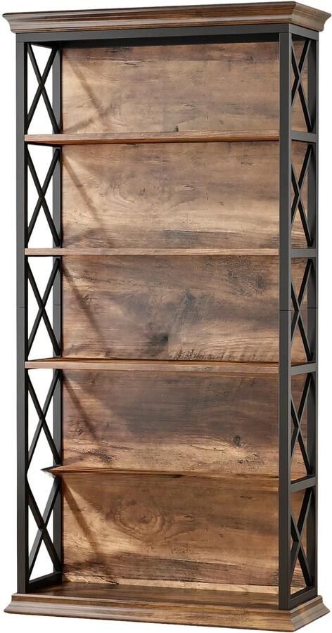 Happiq Boekenkast Vexa Bruin 6 Lagen Boekenrek Opbergrek Voor Woonkamer Kantoor of Slaapkamer