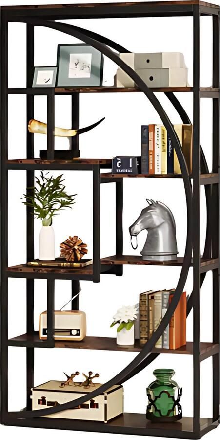 Happiq Boekenkast Zero Bruin Boekenrek 5 lagen Woonkamer slaapkamer en kinderkamer Hout 175cm