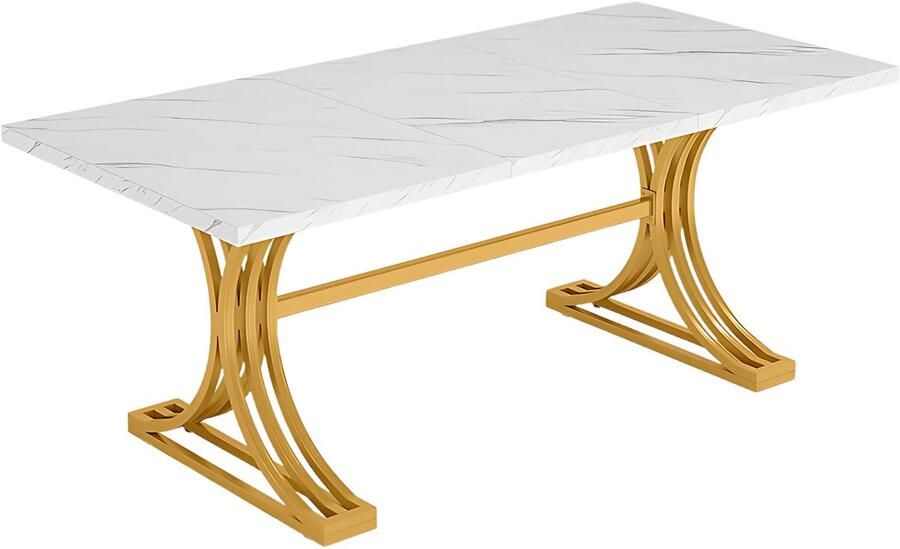 Happiq Bureau Aravon Modern 180cm Computerbureau Marmerlook Voor Thuis of Werk