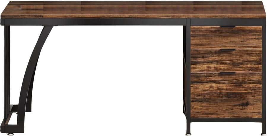 Happiq Computerbureau Bureau met lades Werktafel Voor studeren of werken 3 lades Rustic brown