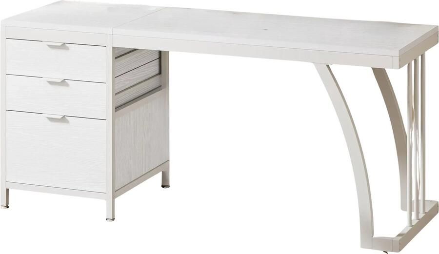 Happiq Computerbureau Bureau met lades Werktafel Voor studeren of werken 3 lades Wit