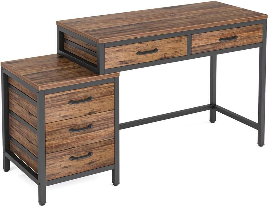 Happiq Computerbureau Duvia Met 3 lades 150cm Bruin Bureau Voor thuis of werk en meer