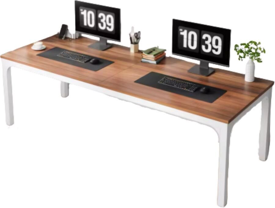 Happiq Computerbureau Milano Voor 2 Personen 200cm Walnut Voor thuis of werk Hout en metaal