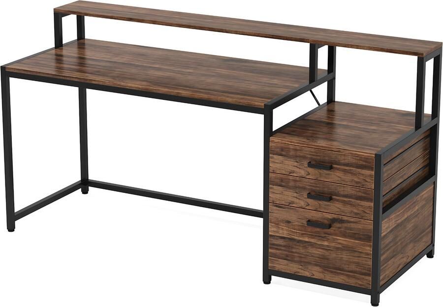 Happiq Computerbureau Novia Met 3 lades 150cm Bruin Bureau Voor thuis of werk en meer