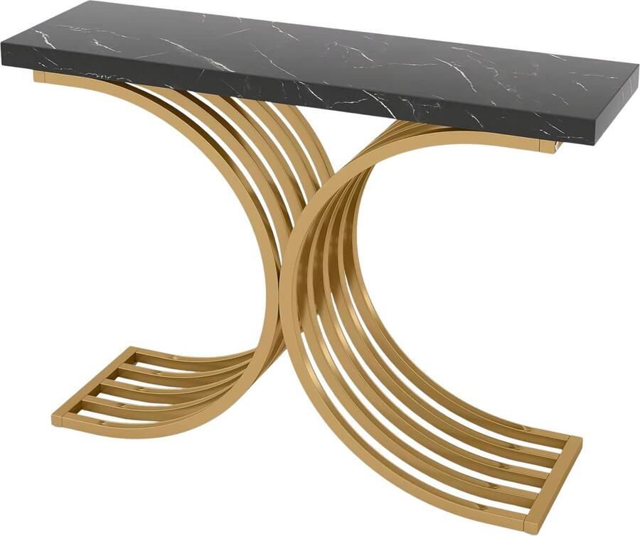 Happiq Console tafel Nuvia Goud Wandtafel Sidetafel Dressoir Hout- Haltafel Woonkamer of hal 100cm