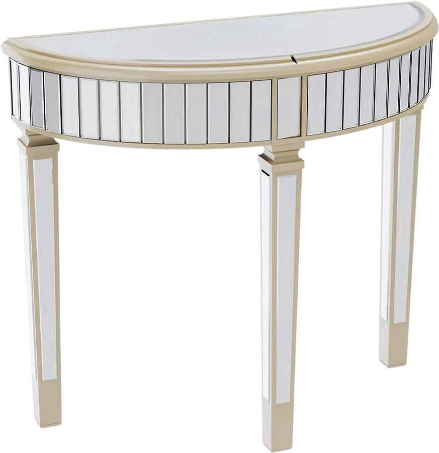Happiq Consoletafel Luxeon Sierlijke Gespiegelde Halve Maan Console Tafel Voor Woonkamer of Hal Zilveren Make-up Tafel