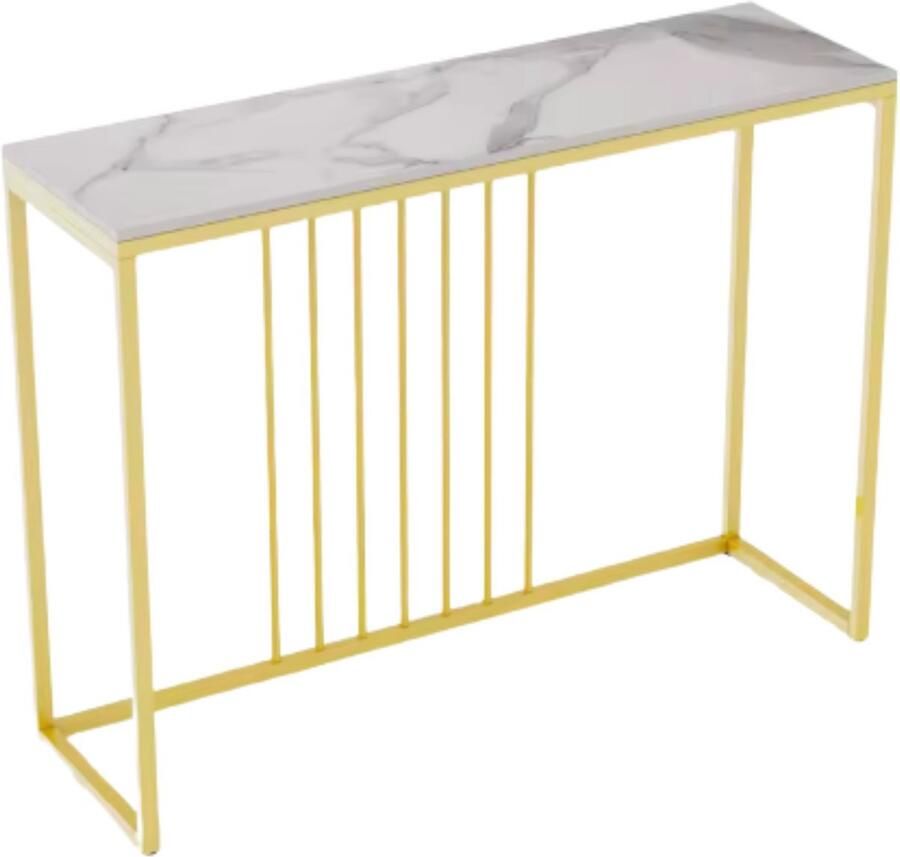 Happiq Consoletafel Luxora Elegante consoletafel Wandtafel met lades Wit Marmerlook met goud Haltafel Sidetable 100cm