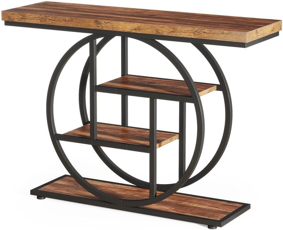 Happiq Consoletafel Novio Sidetafel Wandtafel Haltafel Donkerbruin Voor Hal of woonkamer of Gang 100cm