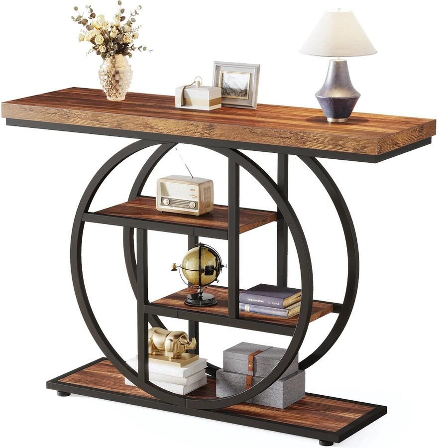 Happiq Consoletafel Novio Sidetafel Wandtafel Haltafel Grijs Voor Hal of woonkamer of Gang 105x30x80 cm