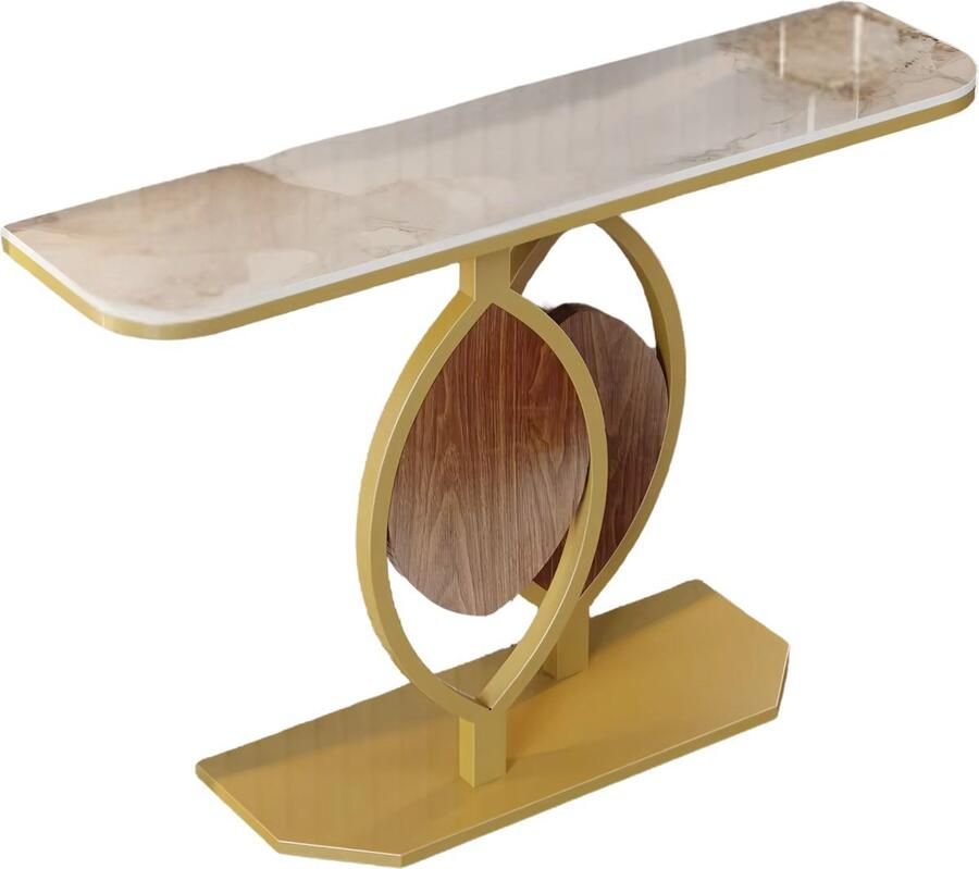 Happiq Consoletafel Royal Valora Wit goud Wandtafel Marmerlook Haltafel Sidetable 120cm