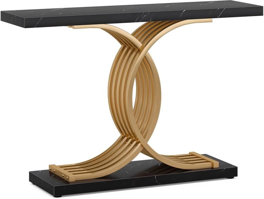 Happiq Consoletafel Sidetafel Wandtafel Haltafel met metalen poten Goud Zwart