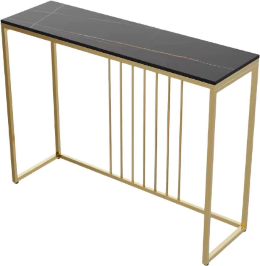 Happiq Consoletafel Valora Elegante consoletafel Wandtafel met lades Wit Marmerlook met goud Haltafel Sidetable 100cm