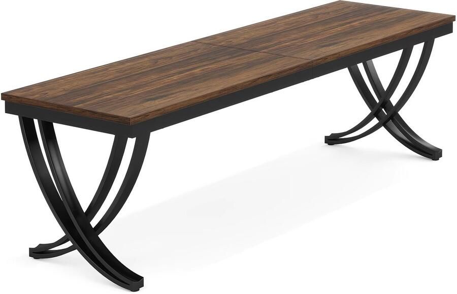 Happiq Dubbel computerbureau Bruin 200cm bureau X-poot Voor 6 personen Voor volwassenen