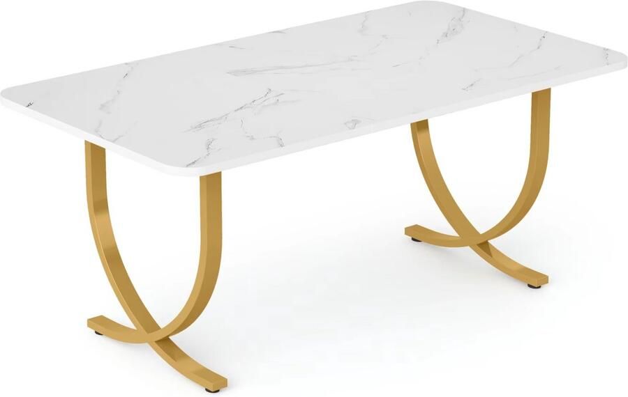 Happiq Eettafel Nulia 160cm Voor 4-6 Personen Voor Keukentafel en Eetkamer Wit