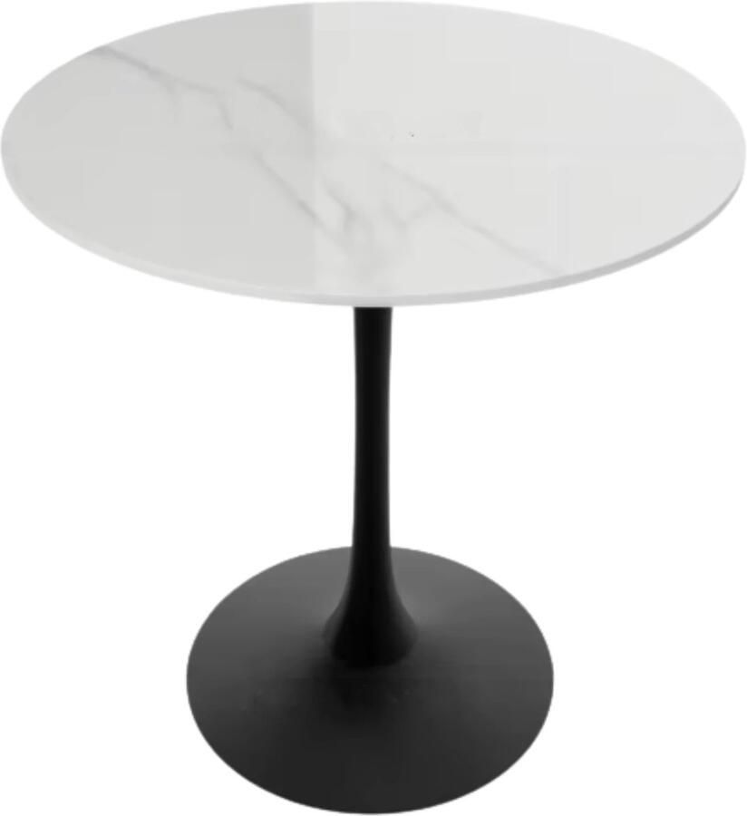 Happiq Grandiose 78 cm Hoge Ronde Keuken Eettafel Gesinterde Stenen Top met Voetstuk Base Bistro Tafel voor Vrije Tijd en Hoogte