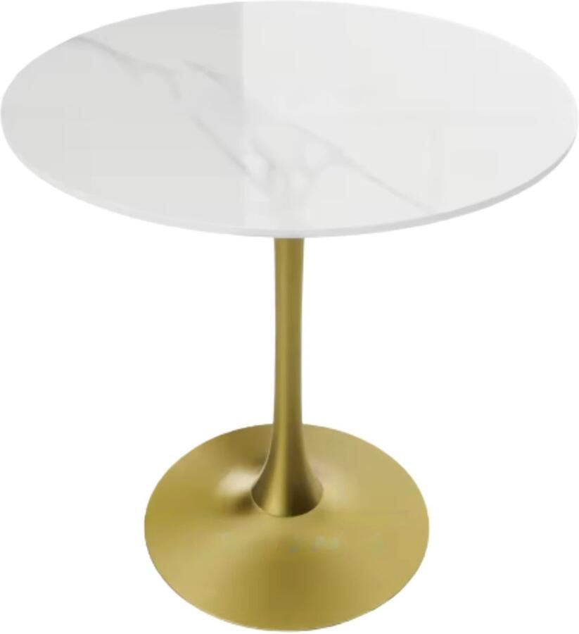 Happiq Grandiose 78 cm Hoge Ronde Keuken Eettafel Gesinterde Stenen Top met Voetstuk Base Bistro Tafel voor Vrije Tijd en Hoogte