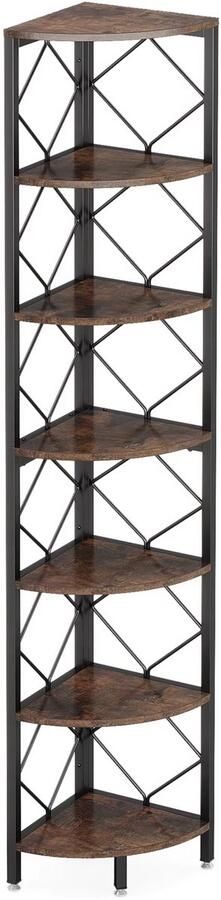 Happiq Hoek Boekenkast Boekenplank Wandplank Boekenrek Voor kleine smalle ruimtes Bruin