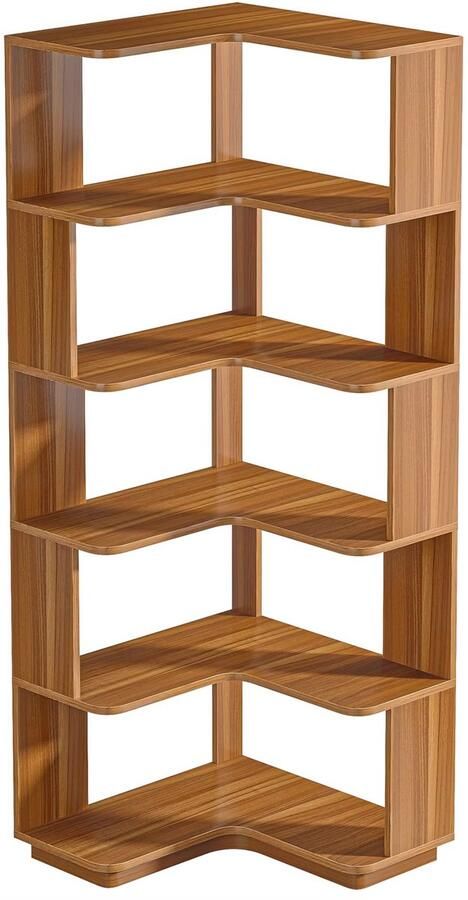 Happiq Hoekkast Dali 6 lagen Boekenrek Boekenkast voor woonkamer of slaapkamer Opbergrek Hout 165cm