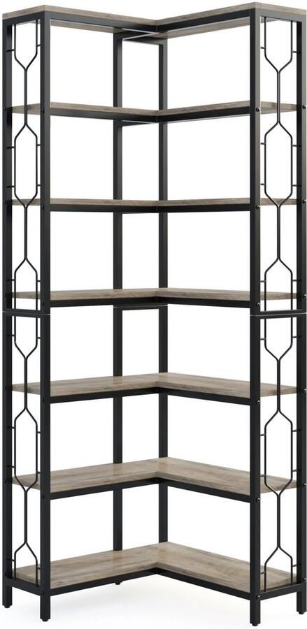 Happiq Hoekkast Lavin Boekenkast Woonkamer 7 lagen Hoekboekenplank Hoekkast -200cm Opbergrek Hoekmeubel