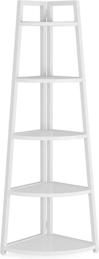 Happiq Hoekkast Myralis Vakkenkast 180cm Boekenrek Hoekmeubel Opbergrek 5 Lagen Wit