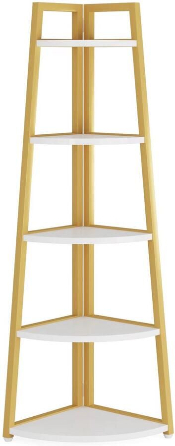 Happiq Hoekkast Quinoro Vakkenkast 180cm Boekenrek Hoekmeubel Opbergrek 5 Lagen Geel