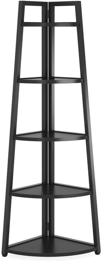 Happiq Hoekkast Treviano Vakkenkast 180cm Boekenrek Hoekmeubel Opbergrek 5 Lagen Zwart