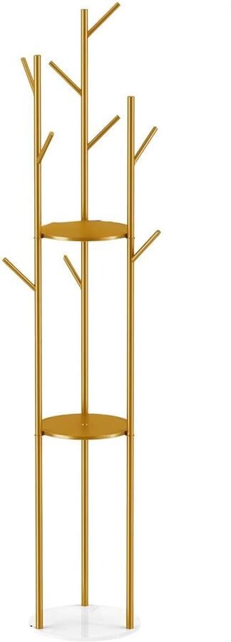 Happiq Kapstok Levino Tavien Met gouden metaal Voor Slaapkamer en kantoor Staande kapstok 2 lagen