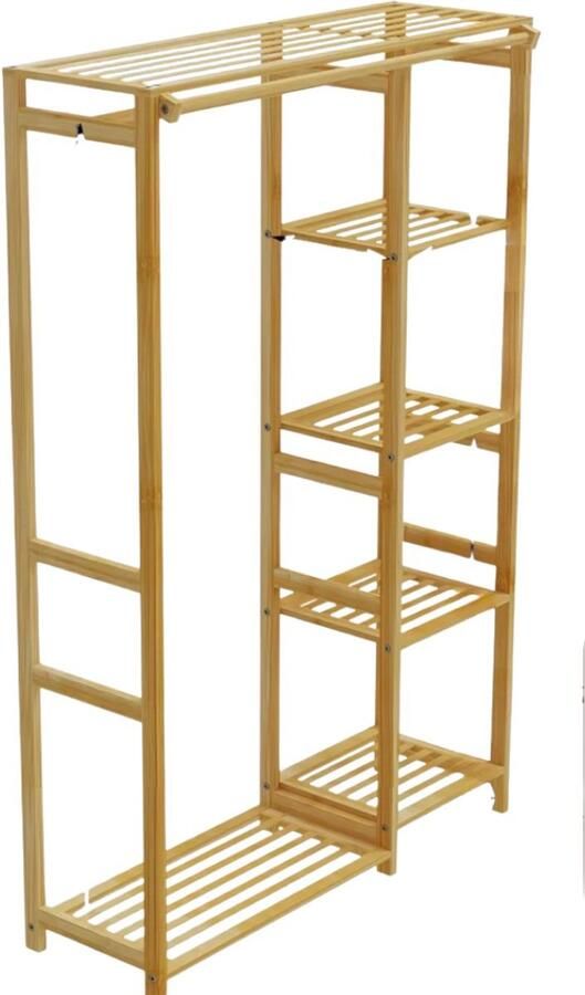 Happiq Kledingkast Elegance Bamboe Kledingrek Goud Met kledingroede voor hal slaapkamer of woonkamer 91cm