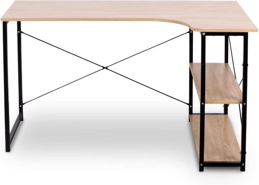 Happiq L-vormig Computertafel Hoekbureau Werkstation voor Studie PC Laptop & Gaming Ideaal voor Eetkamer of Werkruimte