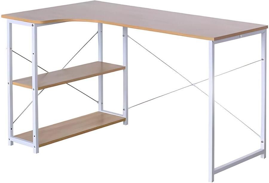 Happiq L-vormig Computertafel Hoekbureau Werkstation voor Studie PC Laptop & Gaming Ideaal voor Eetkamer of Werkruimte