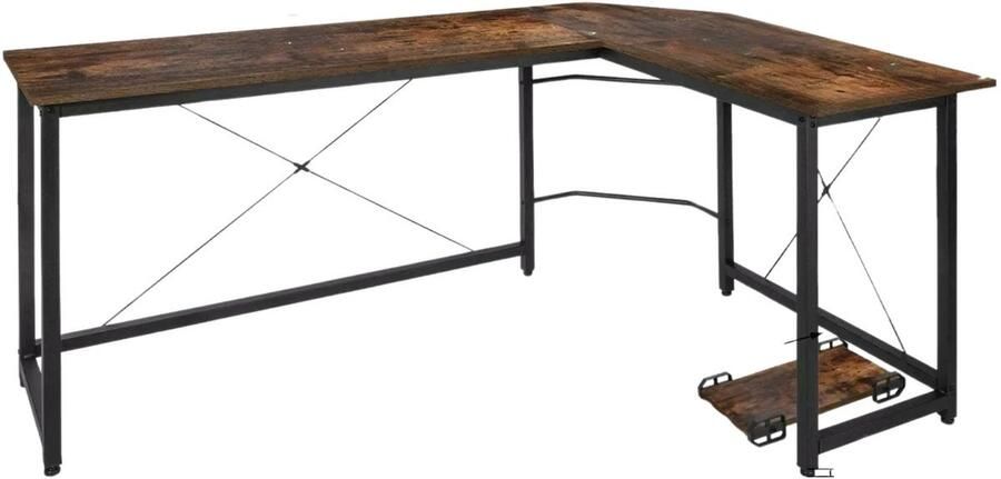 Happiq L-vormig Hoekbureau Fioren Voor Thuiswerken Gaming & Kantoor Ruim PC & Laptop Werkstation 167 cm Retro