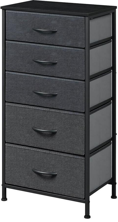 Happiq Ladekast met 5 Laden -Dressior Kast Voor Slaapkamer Keuken Kantoor of Woonkamer Smal Dressoir met Stoffen Laden