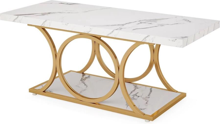 Happiq Luxe Salontafel Elvya Rechthoekig Modern Voor woonkamer Bijzettafel 120cm Bruin